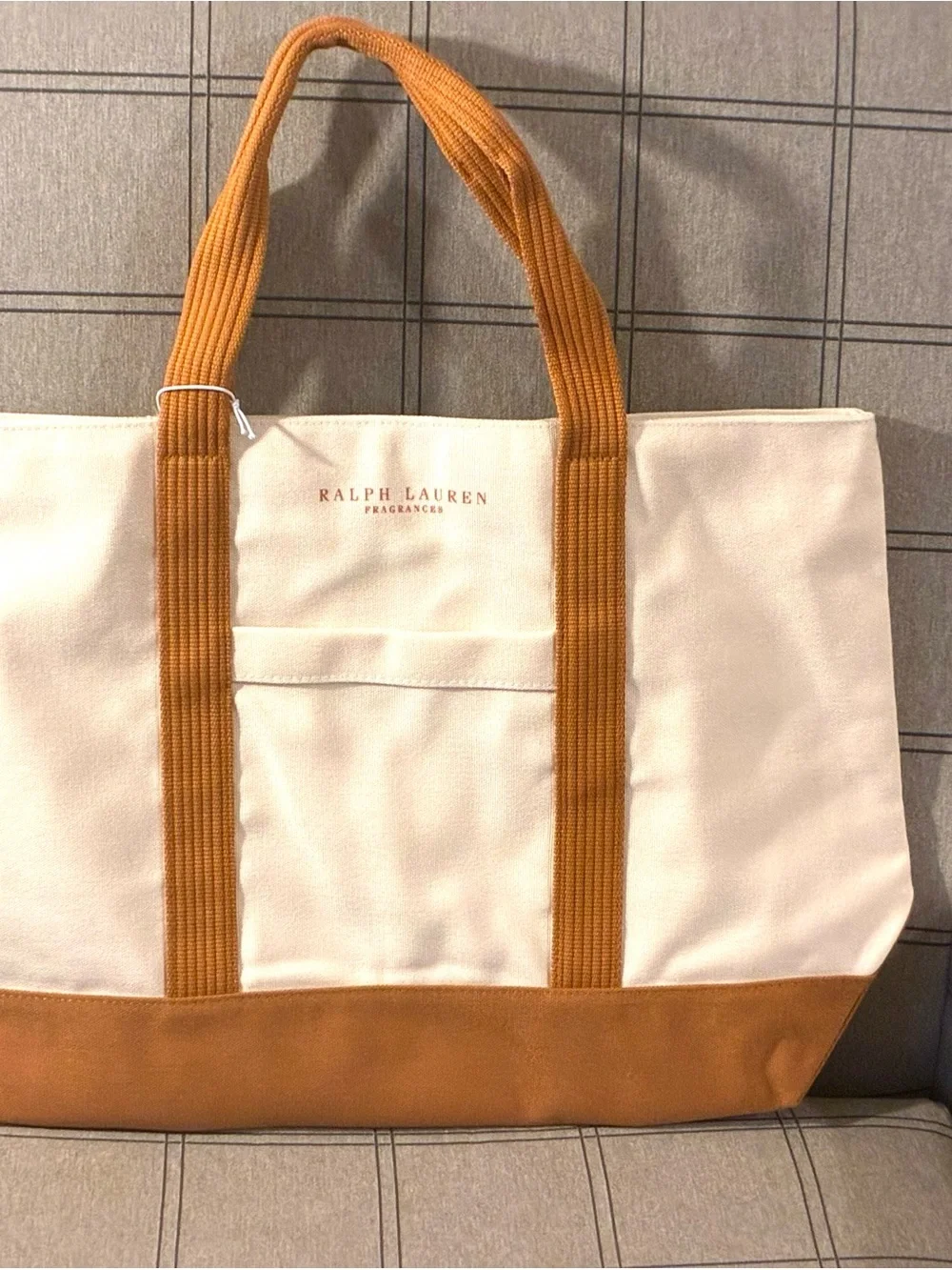 Ralph Lauren FragCream and Brown Canvas Tote